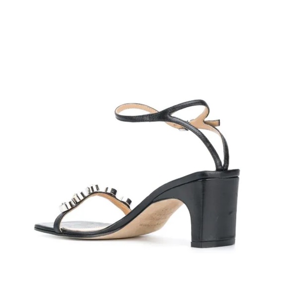 Sergio Rossi x Evangelie SR1 Leather Crystal Stone Sandal with Mid-Heel - Picture 3 of 7